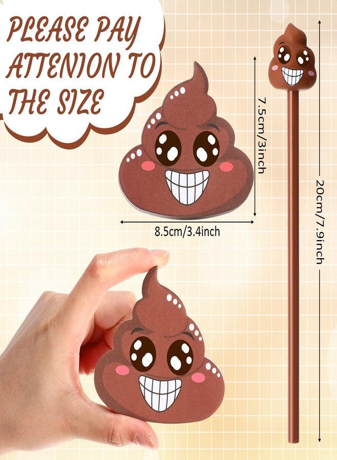 Dunzoom 24 Pcs Funny Farting Poop Pencil with Eraser Topper and Poop Sticky Notes Christmas Gag Gifts for Coworkers Office School Xmas Presents - Image 3